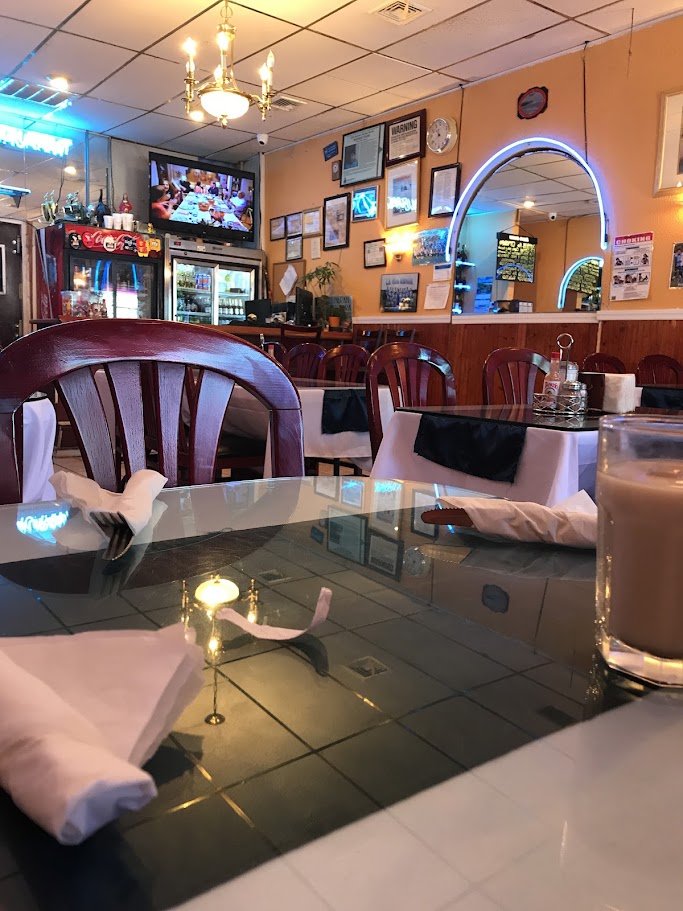 Tables set for dine-in service